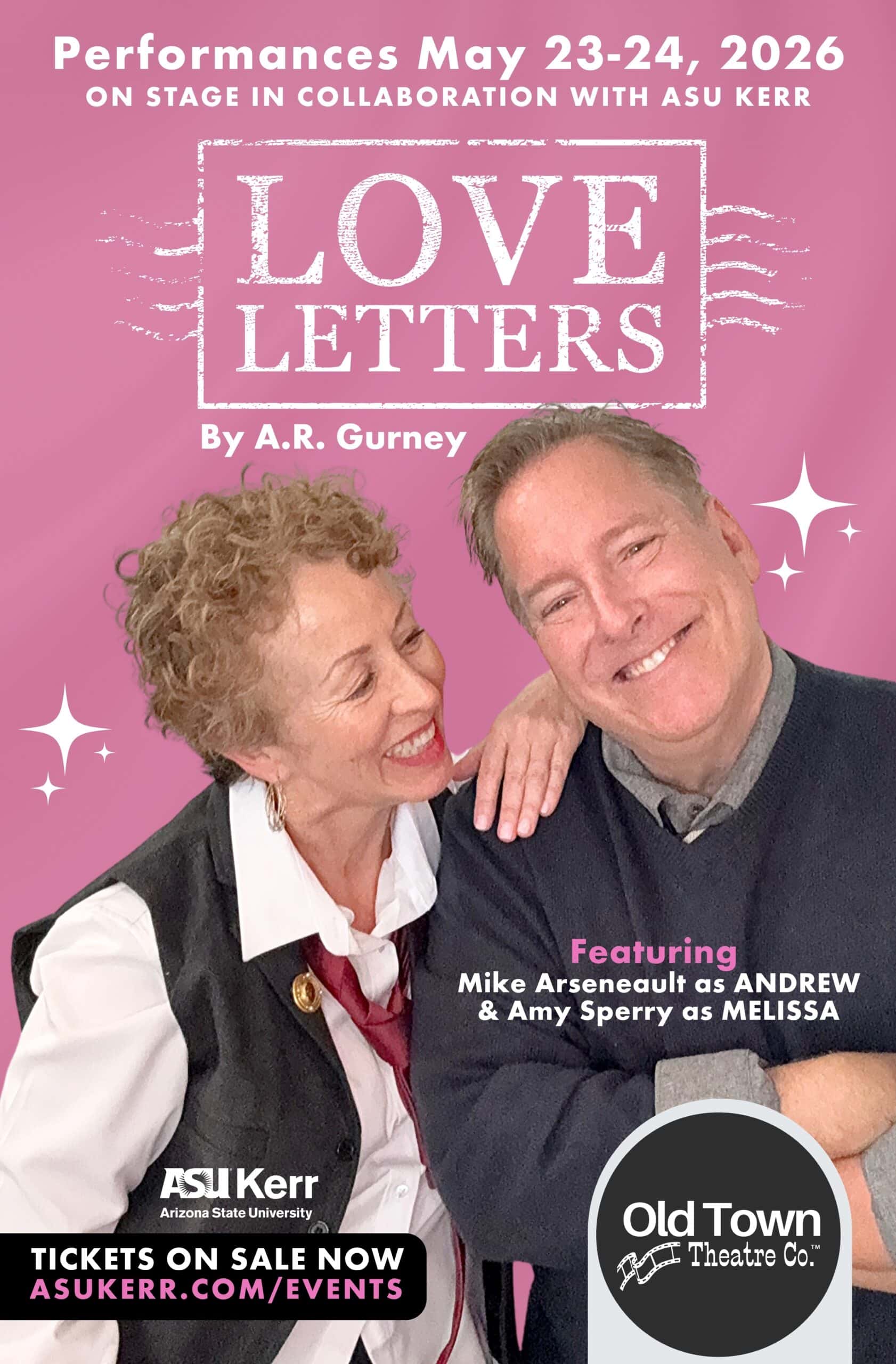Love Letters by A.R. Gurney, featuring images of stars Mike Arseneault (Andrew) and Amy Sperry (Melissa)